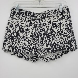 J.Crew Factory Leopard Print Linen Cotton Blend Scalloped Shorts